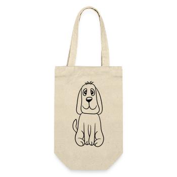 Hund Sitzt Süß Kleiner Glücklicher Welpe Haustier - Geschenkbeutel für Flaschen - Natur - Vorne
