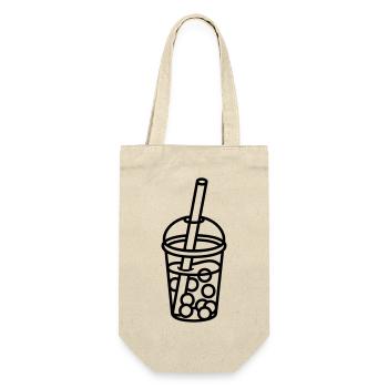 Comic Bubble Tea Design - Geschenkbeutel für Flaschen - Natur - Vorne