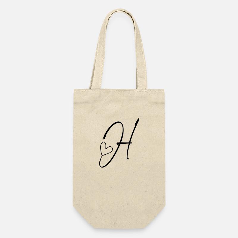 Buchstabe H Buchstabe-H Kalligrafie - Geschenkbeutel für Flaschen - Natur