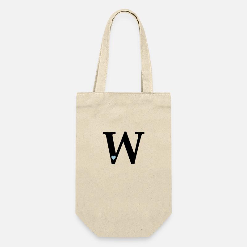 Buchstabe W Anfangsbuchstabe - Geschenkbeutel für Flaschen - Natur