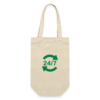 24/7 Service-Logo-Symbol - Geschenkbeutel für Flaschen - Natur - Vorne