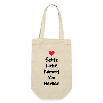 Liebe Spruch Valentinstag Herz - Geschenkbeutel für Flaschen - Natur - Vorne