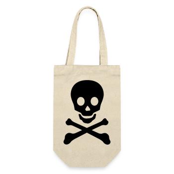Totenkopf - Geschenkbeutel für Flaschen - Natur - Vorne