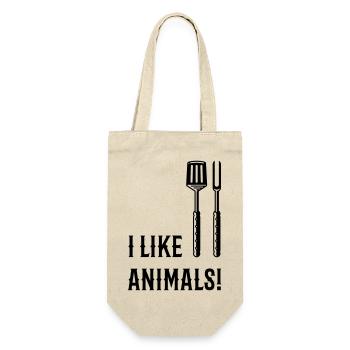 I Like Animals! (Grill Cutlery / Black) - Gift Bag for Bottles - nature - Front