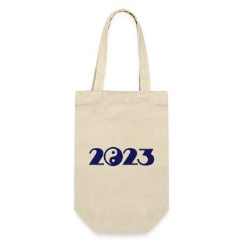 2023 Ying Yang, Gleichgewicht, Yoga Symbol - Geschenkbeutel für Flaschen - Natur - Vorne