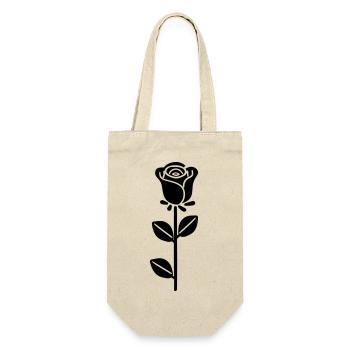 Rosa Blume - Geschenkbeutel für Flaschen - Natur - Vorne
