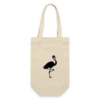 Rosa Flamingo - Geschenkbeutel für Flaschen - Natur - Vorne