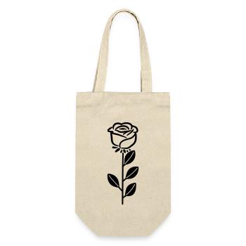 Rosa Blume - Geschenkbeutel für Flaschen - Natur - Vorne