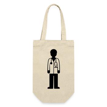 Doktor Arzt - Geschenkbeutel für Flaschen - Natur - Vorne