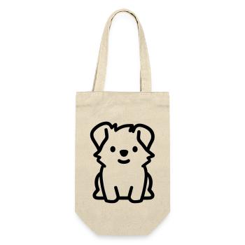 Hund - Geschenkbeutel für Flaschen - Natur - Vorne