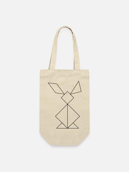 Hase Tangram – Fine Art - Geschenkbeutel für Flaschen - Natur