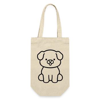 Hund - Geschenkbeutel für Flaschen - Natur - Vorne
