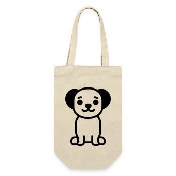 Hund - Geschenkbeutel für Flaschen - Natur - Vorne