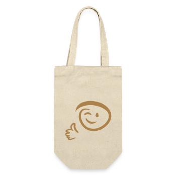 Gesicht zwinkert zeigt Daumen hoch. Emoticon. - Geschenkbeutel für Flaschen - Natur - Vorne