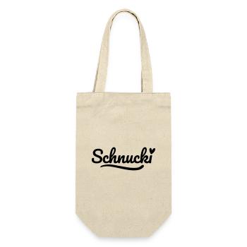 Schnucki Schrift Herz - Geschenkbeutel für Flaschen - Natur - Vorne