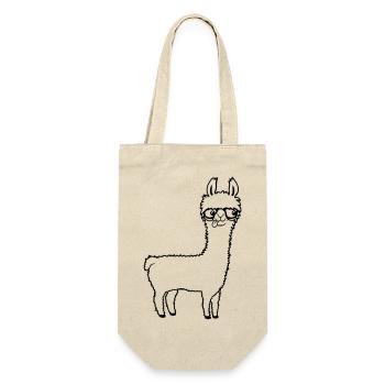 Llama Nerd Geek Lunettes à monture de corne Smart Funny Grimace - Sac à bouteille - nature - Devant