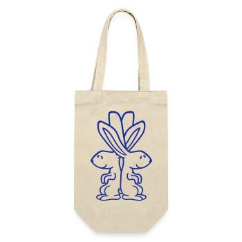 2 Bunnies Friends Team Pair Two Shoulder Leaning - Gift Bag for Bottles - nature - Front