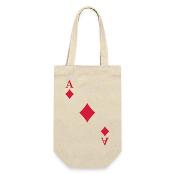 Karo Ass Spielkarte Kostüm Kartenspiel Karneval - Geschenkbeutel für Flaschen - Natur - Vorne