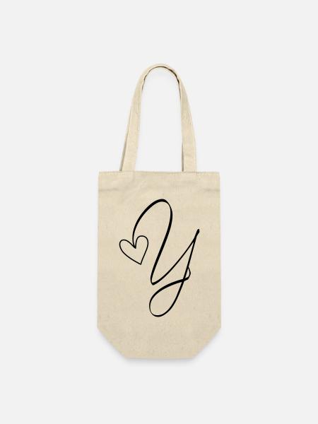Buchstabe Y Ypsilon Buchstabe-Y Kalligrafie - Geschenkbeutel für Flaschen - Natur