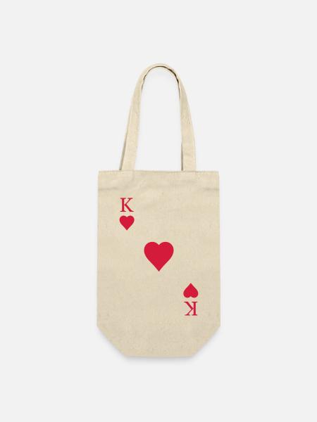 Spielkarte Herz König Karte Paar Fasching Karneval - Geschenkbeutel für Flaschen - Natur