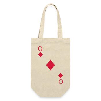 Karo Königin Q Dame Spielkarte Kostüm Karneval - Geschenkbeutel für Flaschen - Natur - Vorne