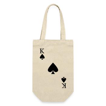 Pik König Spielkarte Kartenspiel Kostüm Karneval - Geschenkbeutel für Flaschen - Natur - Vorne