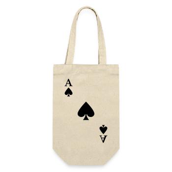 Pik Ass Spielkarte Kostüm Kartenspiel Karneval - Geschenkbeutel für Flaschen - Natur - Vorne