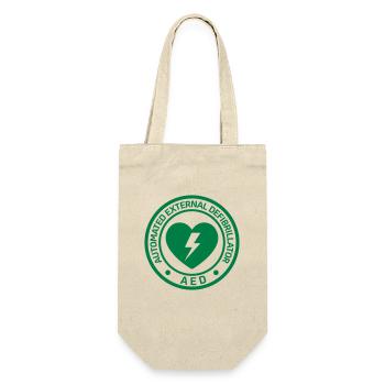 AED Notfall-Defibrillator Erste Hilfe - Geschenkbeutel für Flaschen - Natur - Vorne