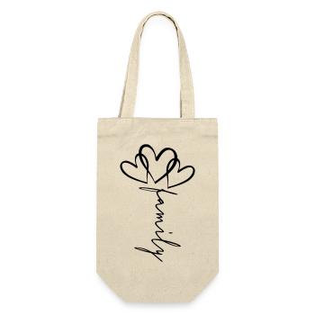 Family Schrift Herzblume - Geschenkbeutel für Flaschen - Natur - Vorne