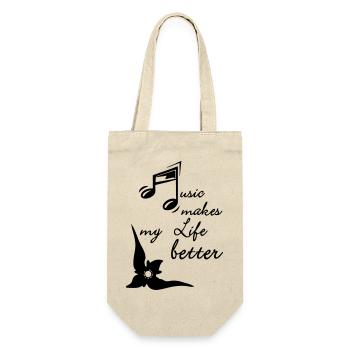 Music makes my Life better Musik Geschenk - Geschenkbeutel für Flaschen - Natur - Vorne