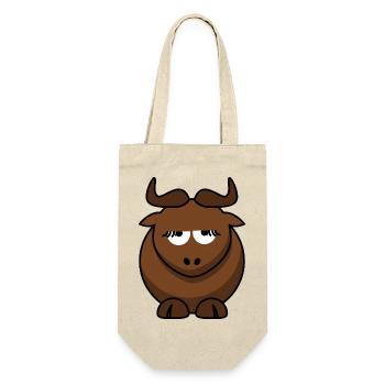 Schlafende Bulle Cartoon - Geschenkbeutel für Flaschen - Natur - Vorne