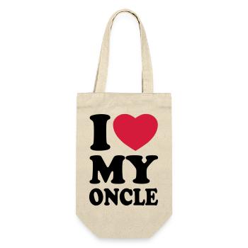I love my oncle - Ich liebe meinen Onkel - Geschenkbeutel für Flaschen - Natur - Vorne