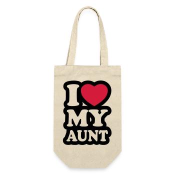 I love my aunt - Ich liebe meine Tante - Geschenkbeutel für Flaschen - Natur - Vorne