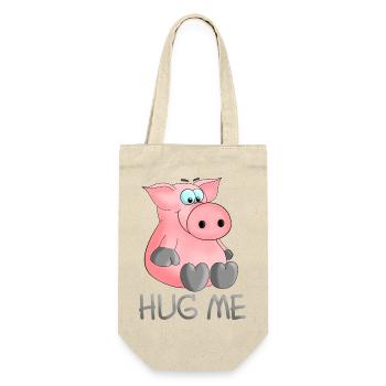 Umarmung - hug me pig - Geschenkbeutel für Flaschen - Natur - Vorne