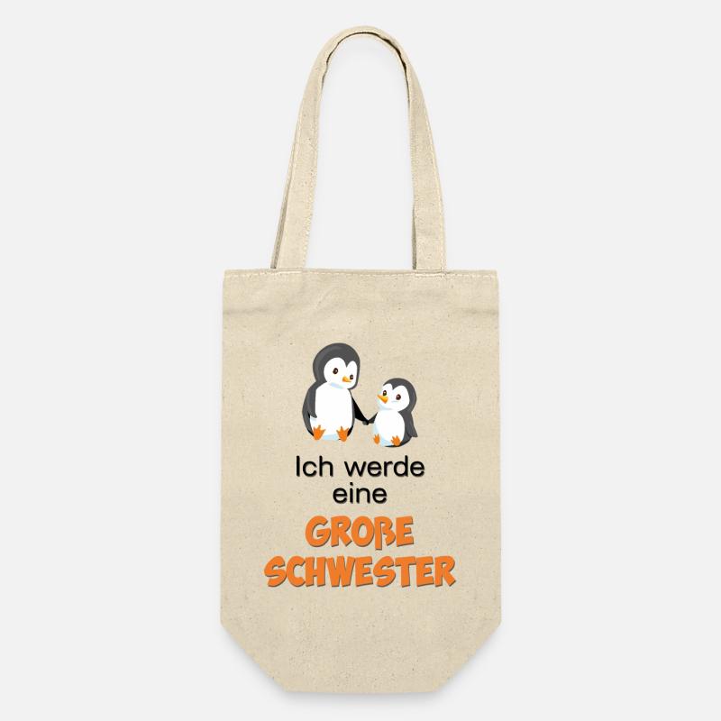 Ich werde eine große Schwester - Geschenkbeutel für Flaschen - Natur