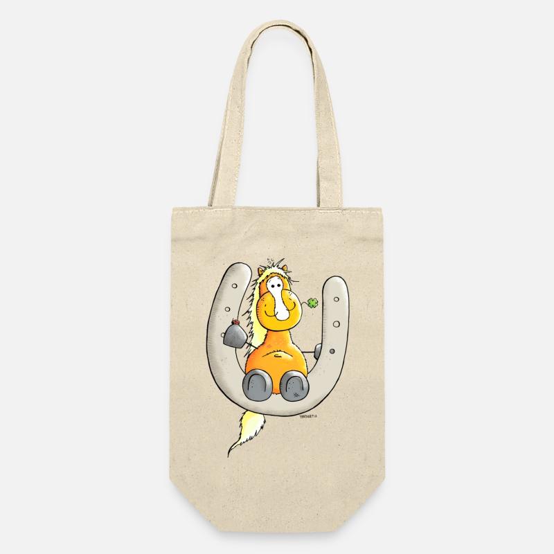 Glückspferd - Pferd - Glück - Geschenkbeutel für Flaschen - Natur