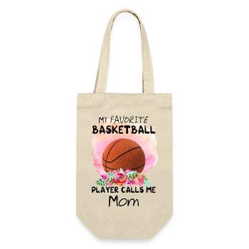 Aquarell Basketball Mom - Geschenkbeutel für Flaschen - Natur - Vorne