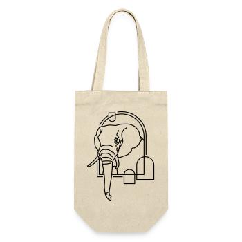 Elefant in geometrischer Form - Line-Art-Design - Geschenkbeutel für Flaschen - Natur - Vorne
