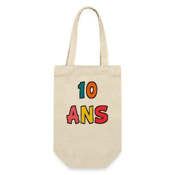 10 ANS. 10e ANNIVERSAIRE. ANNIVERSAIRE 10 ANS. 10 - Sac à bouteille - nature - Devant
