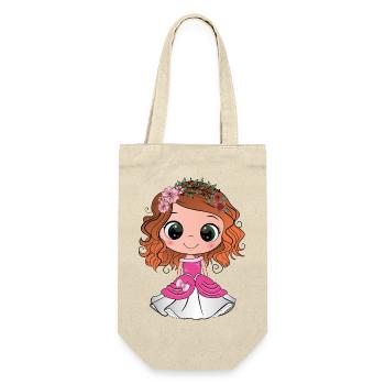 Princesse rousse aux yeux verts et une robe rose - Sac à bouteille - nature - Devant
