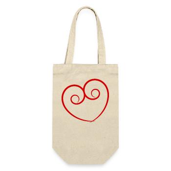 HERZ. HERZ. HEILIGER VALENTINSTAG. LIEBE. LIEBE. HERZ - Geschenkbeutel für Flaschen - Natur - Vorne