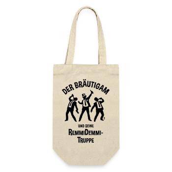 Der Bräutigam Und Seine Remmidemmi-Truppe (JGA, B) - Geschenkbeutel für Flaschen - Natur - Vorne