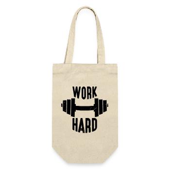 Work Hard Hantel schwarz - Geschenkbeutel für Flaschen - Natur - Vorne