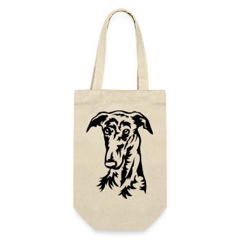 Galgo Kopf - Geschenkbeutel für Flaschen - Natur - Vorne