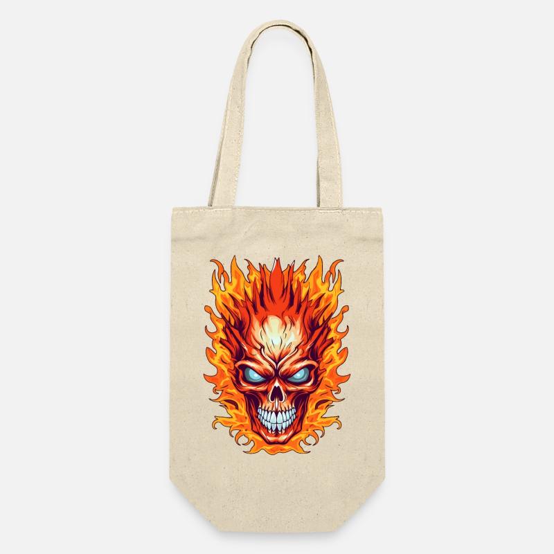 Flammenschädel - Geschenkbeutel für Flaschen - Natur