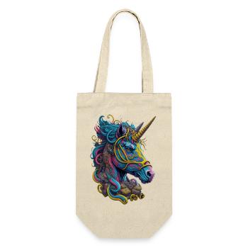 Einhorn Unicorn Fabelwesen Einhörner Farbenfroh - Geschenkbeutel für Flaschen - Natur - Vorne