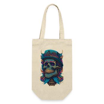 Squelette Crâne avec chapeau et fleurs Bande dessinée cool - Sac à bouteille - nature - Devant