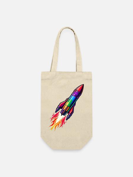 Regenbogenrakete - Geschenkbeutel für Flaschen - Natur