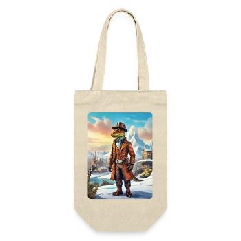 Steampunk Winterlandschaft Dino 1.4 - Geschenkbeutel für Flaschen - Natur - Vorne