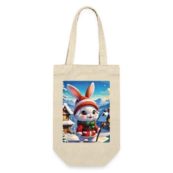 Anime Winterlandschaft Hase 1.5 - Geschenkbeutel für Flaschen - Natur - Vorne
